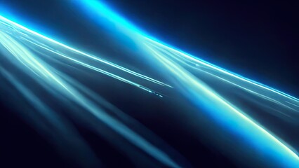 Blue rays of light. Neon blue color into space. Movement technology background. Abstract wallpaper. 4k. Light blast.
