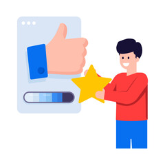 Sticker - A trendy flat illustration of customer reviews  