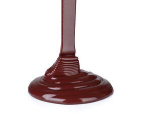Aufkleber - Melted chocolate dripping on white background