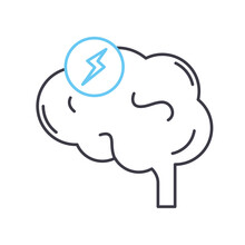 Brain Charging Line Icon, Outline Symbol, Vector Illustration, Concept Sign