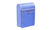 Blue Mailbox With Red Flag Up Isolated 3d Render