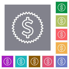 Poster - American dollar sticker outline square flat icons