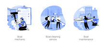 Boat Maintenance Isolated Cartoon Vector Illustrations Se