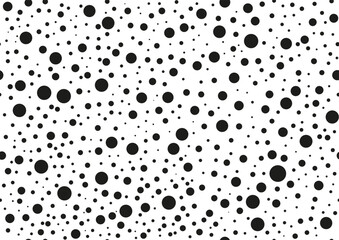 Black dot circular seamless pattern on white background.