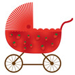 truskawka wózek dla dzieci dziecięcy bebe bobas lalka koła zielony clipart