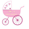 wózek dla dzieci dziecięcy dziewczynka lalka koła róż clipart