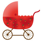Fototapeta  - truskawka wózek dla dzieci dziecięcy bebe bobas lalka koła zielony clipart