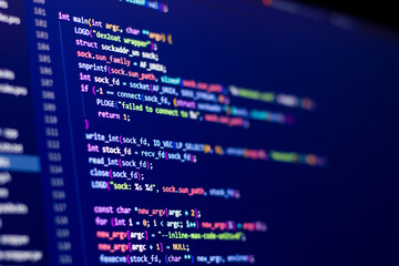 code background. android application programming code with java language coding is on the screen.