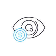 cost per impression line icon, outline symbol, vector illustration, concept sign