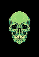 Wall Mural - Green head skull vector illustration