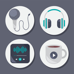 Canvas Print - podcast icons set