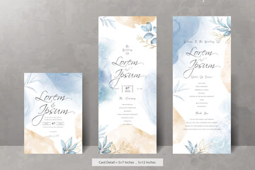 Canvas Print - Hand Painted Watercolor Floral Wedding Invitation Menu Template	
