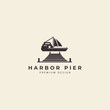 pier with boat port  logo design vector icon illustration