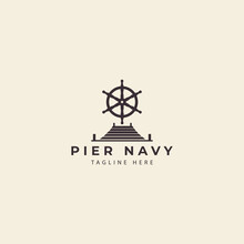 Dock With Navy Icon  Port  Logo Design Vector Illustration