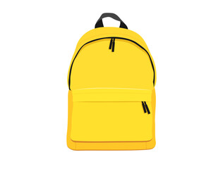 vector yellow backpack isolated on white background. back to school flat illustration. basic urban b