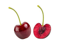 Red Cherry Isolated  In Transparent Png Format