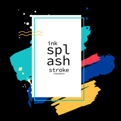 Poster - Colorful Gradient ink strokes for graphic design elements, copy space and lower third. Abstract Chinese brush strokes for tittle text effect template in vector illustration