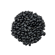 Pile Of Black Beans Isolated On White Background.Food Concept From Whole Grains. Top View, Flat Lay
