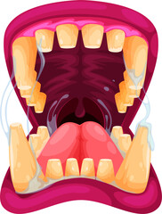 Wall Mural - Pink lips mouth scary teeth tongue of creepy beast