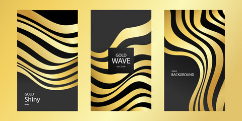Aufkleber - Abstract gold, black and silver brush stroke in Chinese Style for poster and banner background design. Creative luxury and elegant print template design.