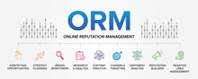 ORM - Online Reputation Management Concept Vector Icons Set Infographic Background.