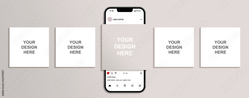 instagram mockup social media post template mock up instagram app