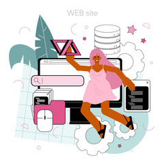 Wall Mural - back end development online service or platform. software development