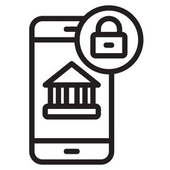 Wall Mural - Mobile banking , Secure Payment outline icon.