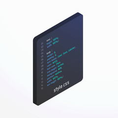 Wall Mural - css - isometric vector icon. cascading style sheets file document concept. flat vector illustration 