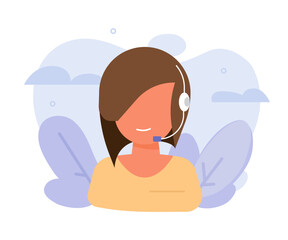 Wall Mural - customer support agent call operator service vector or help desk digital assistance online centre fe