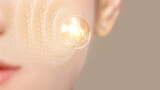 Shows a comparison of how vitamins nourish skin, protect skin, restore skin 3d.