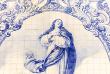 Guimaraes, Portugal. Convento Do Carmo (Convent Of Our Lady Of Mount Carmel). Azulejo (tin-glazed Ceramic Tilework) Of Immaculate Conception Of Mary