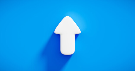 Wall Mural - white up arrow on growth business development blue direction sign 3d background with success achieve