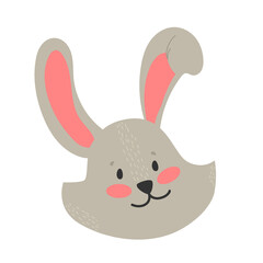  Rabbit's face isolated on white background. Vector illustration set