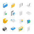 © Mintoboru - Document isometric icons set. Documentation. sheets of text. Paperwork. Document and file management. Work with text. Objects collection.