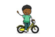 Afrikanisches Cartoon Kind beim Fahrrad fahren auf Kinderrad