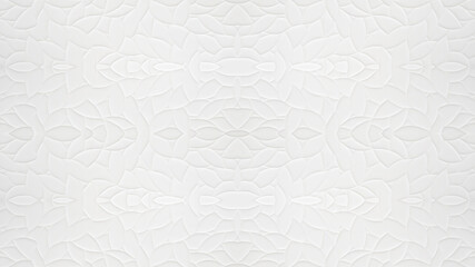 Leinwandbilder - White geometric leaves 3d tiles texture Background banner panorama..