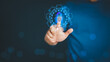 © ParinPIX - Man login with fingerprint scanning technology. Security concepts and fingerprint password control in the technology of the future.