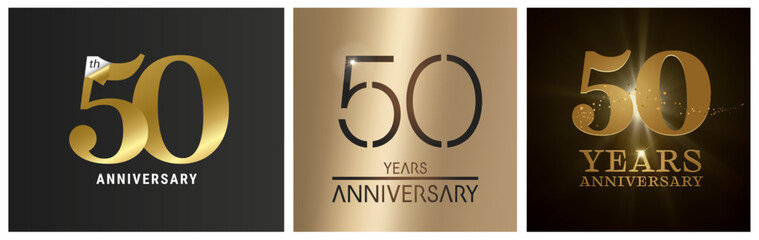 50 years anniversary vector icon, logo. Isolated graphic design set