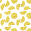 seamless pattern with lemons. Lemon slices as a pattern isolated on a white background. watercolor. vector illustration. sour yellow citrus. piece.