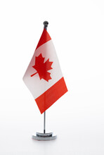 Canadian Table Flag On White Background