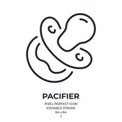 Wall Mural - pacifier editable stroke outline icon isolated on white background flat vector illustration. pixel p
