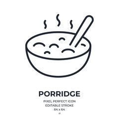 Porridge editable stroke outline icon isolated on white background flat vector illustration. Pixel perfect. 64 x 64.