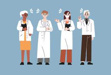 Medical insurance best doctors modern concept digital medical specialists doctors and nurses portraits, team of doctors concept, medical office or laboratory. Vector style design illustration isolated