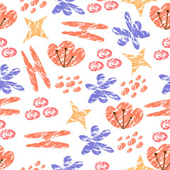 Bright retro abstract seamless pattern.Pattern with grunge elements.