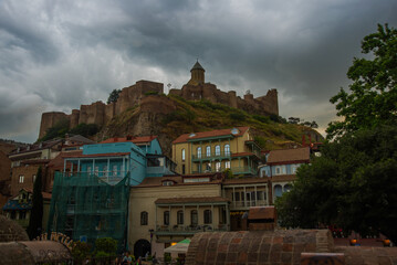 Wall Mural - TBILISI, GEORGIA: Narikala Fortress and Saint Nicholas Church, Tbilisi