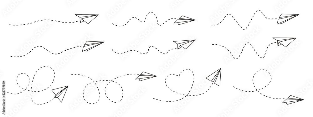 Vector set of hand drawn doodle paper airplane Stock Vector | Adobe Stock