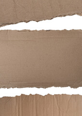 Poster - Set of torn Kraft Torn paper isolated on white background, Clipping paths for design work empty free space mock up product display presentation.