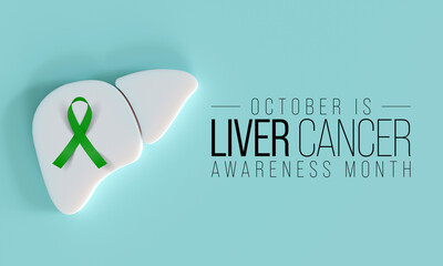 Wall Mural - Liver Cancer awareness month is observed every year in October, cancer can sometimes start in liver or spread from another organ. 3D Rendering