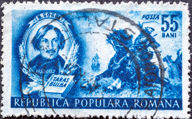 Wall Mural - Romania - Circa 1952: A Postage Stamp from Romania, Showing A scene from his Major Work 